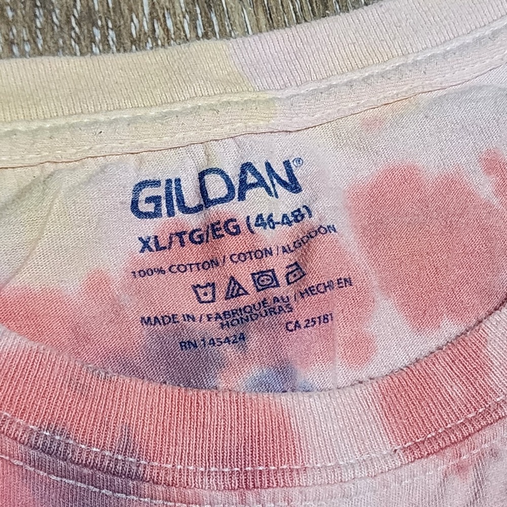Spiral Tie-Dye Shirt Mens XL Pastel Pink & Blue Short Sleeve All Cotton Y2K - Picture 2 of 5